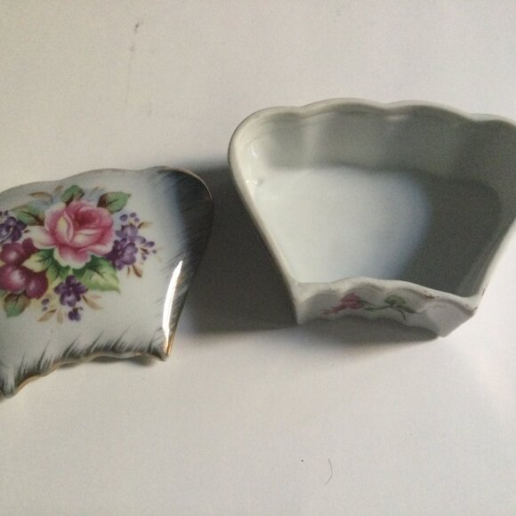 Shafford Japanese hand painted porcelain trinket box lid jar with 2 trinket dish - Picture 3 of 10